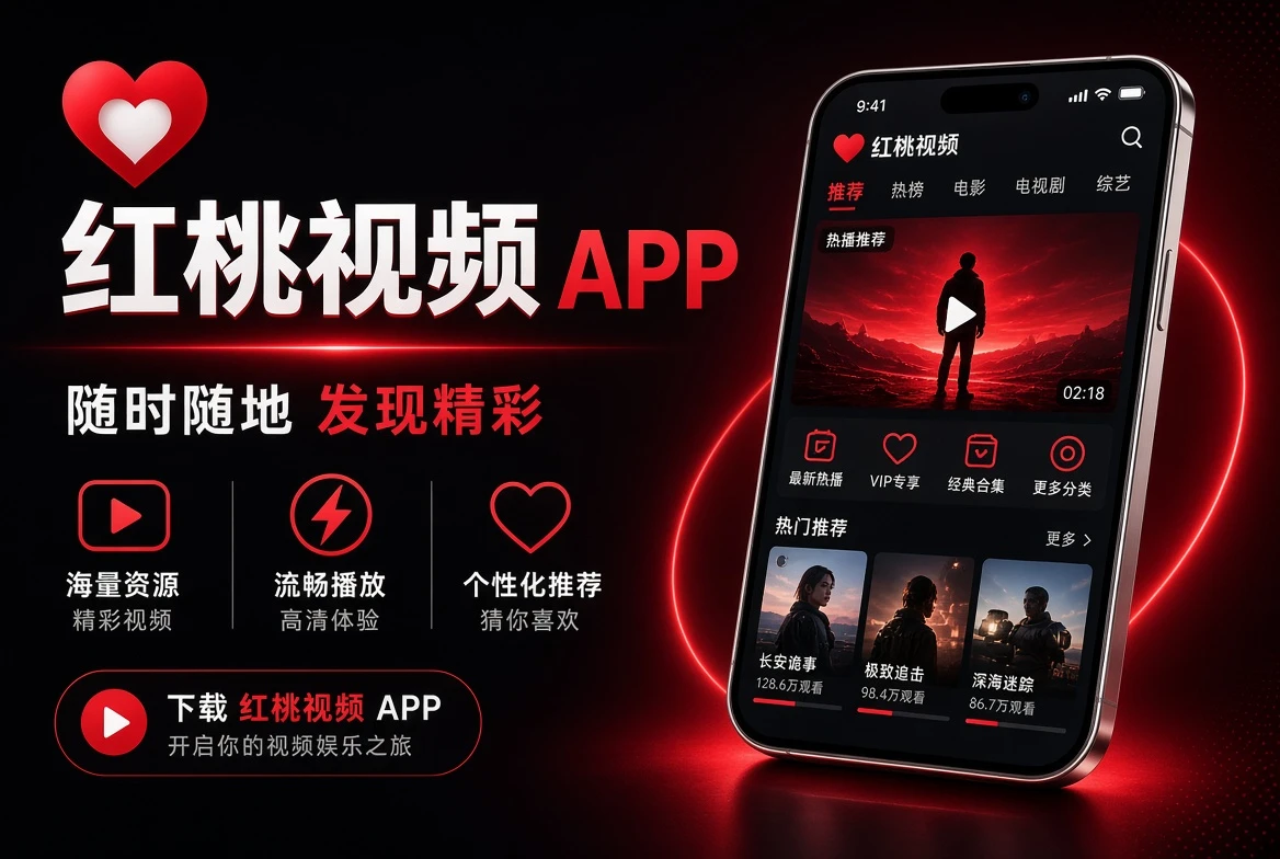 红桃视频APP手机阅读界面插画